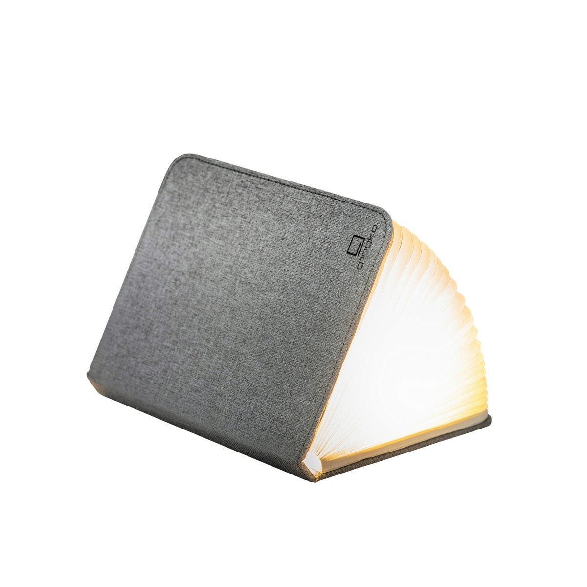 Gingko Design – Lámpara Smart Book LED - Lino Gris Urbano - 2 Tamaños, lámpara de lectura gris con forma de libro abierto, iluminada