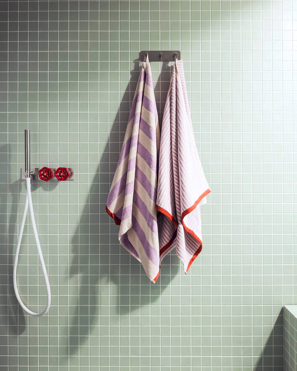 Gobo - Drap De Bain - Coton - Pastel Lilac / Wide Stripes