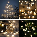 Solar light garland with round bulbs 60 LED warm white BILLY 6.90m - REDDECO.com