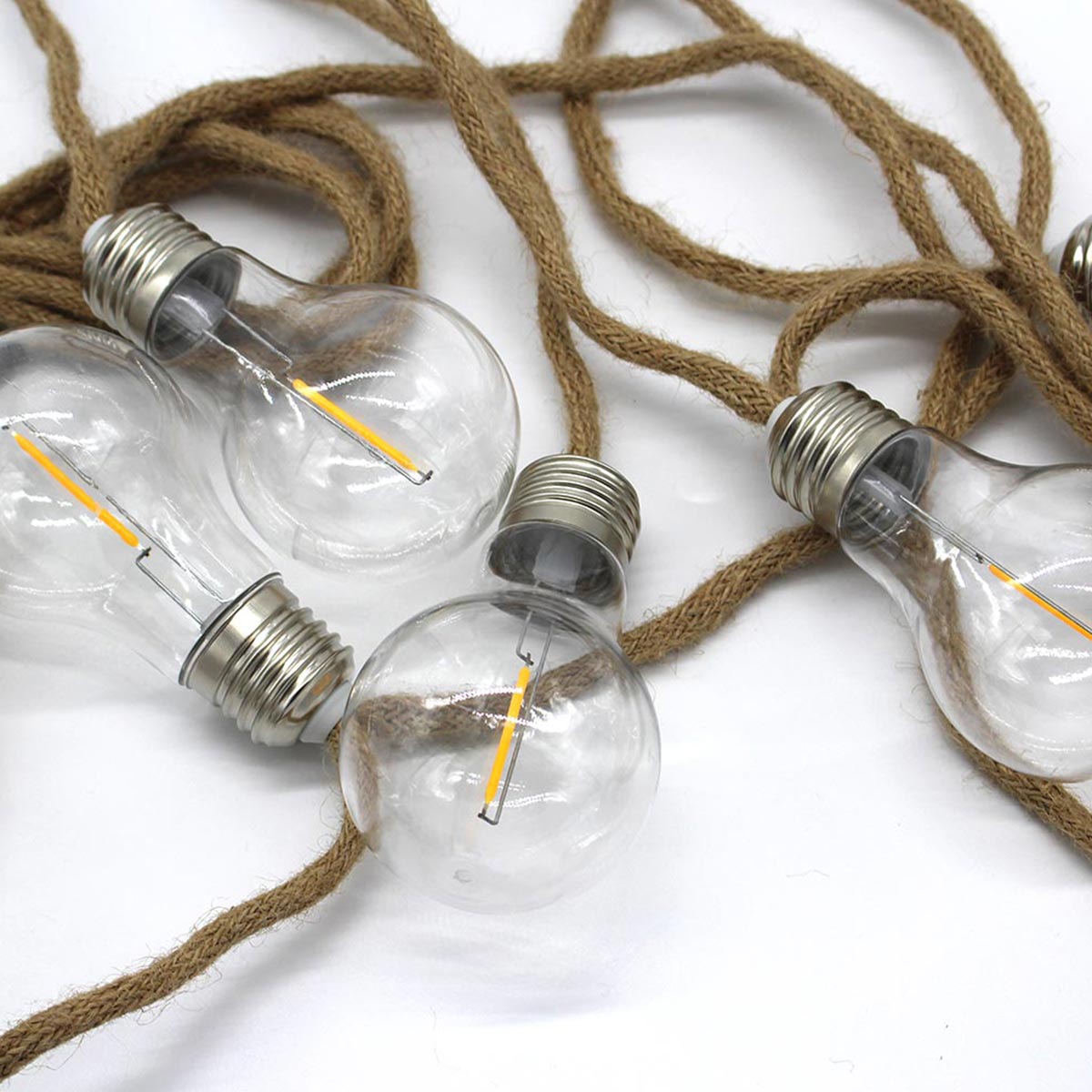 Outdoor rope light garland 10 transparent warm white LED filament bulbs FANTASY CORD 7.70m - REDDECO.com