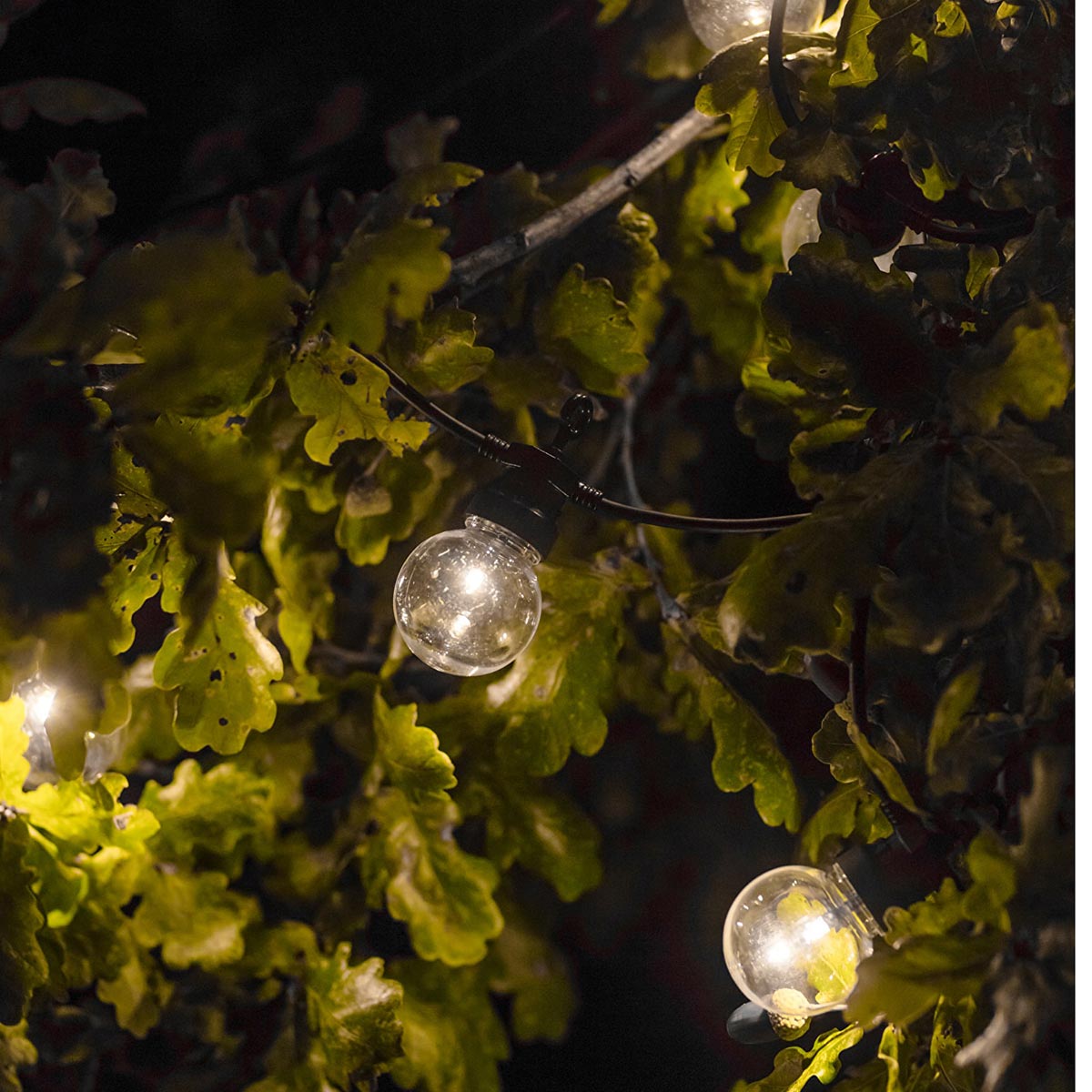 Guirnalda de luz solar 10 globos LED transparentes blanco cálido PARTY CLEAR SOLAR 5,90m 8 modos - REDDECO.com