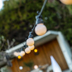 Connectable outdoor light garland 20 warm white LED guinguette globes PARTY MILKY 9.60m 8 modes - REDDECO.com