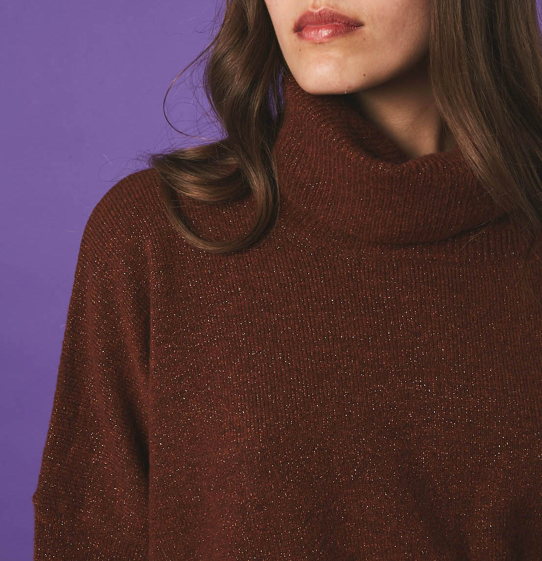 Pull Col Roule Constance - Cognac
