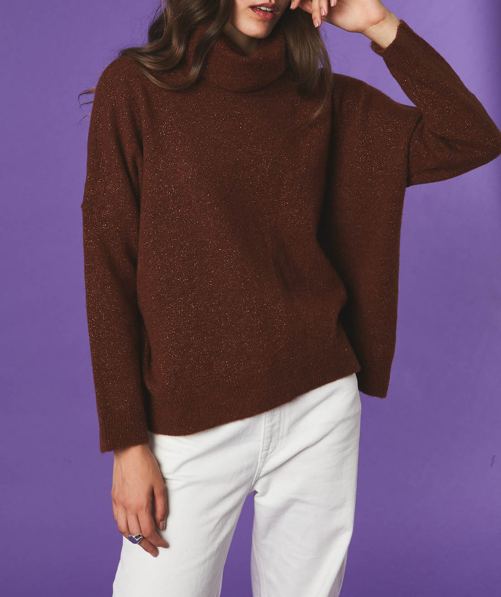 Pull Col Roule Constance - Cognac