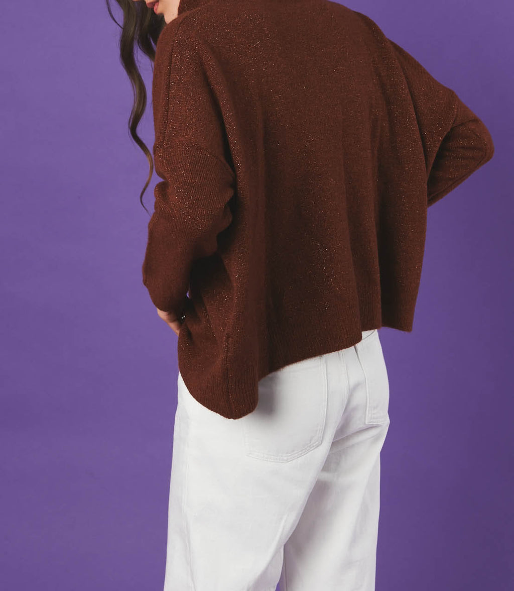Pull Col Roule Constance - Cognac