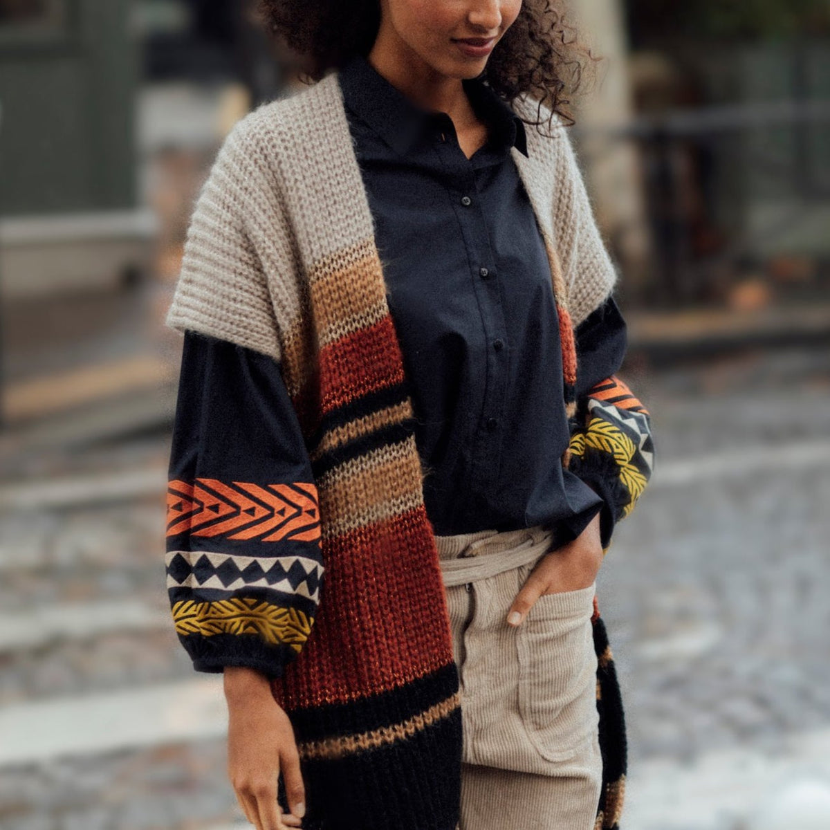 Gilet Poncho Noemie - Beige