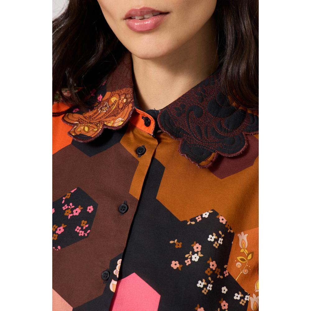 Chemise Patchwork Médiéval - Marron