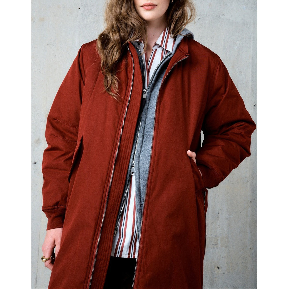 Lang parka Isia - Bordeaux