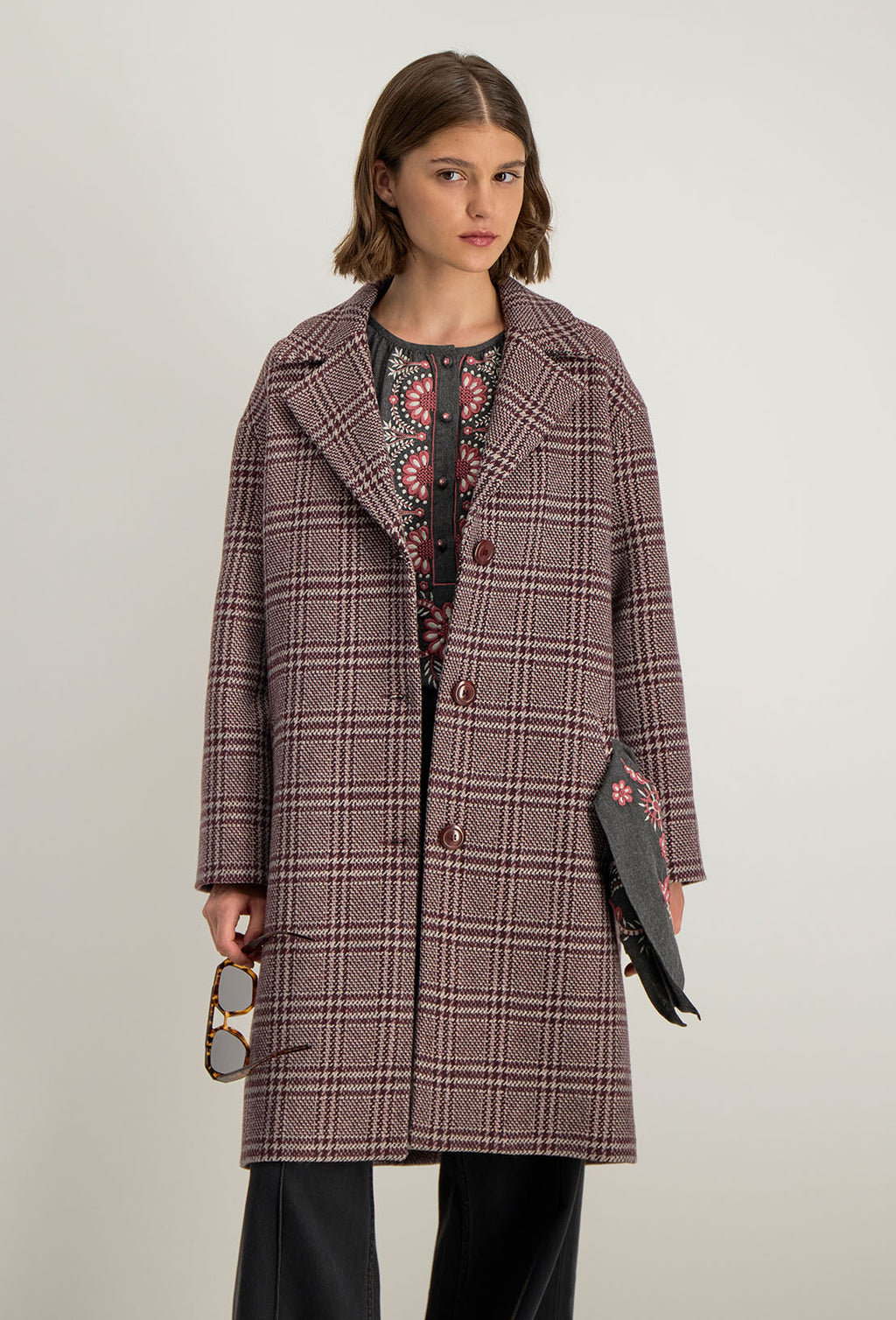 Leonce Knee-Length Coat - Raspberry
