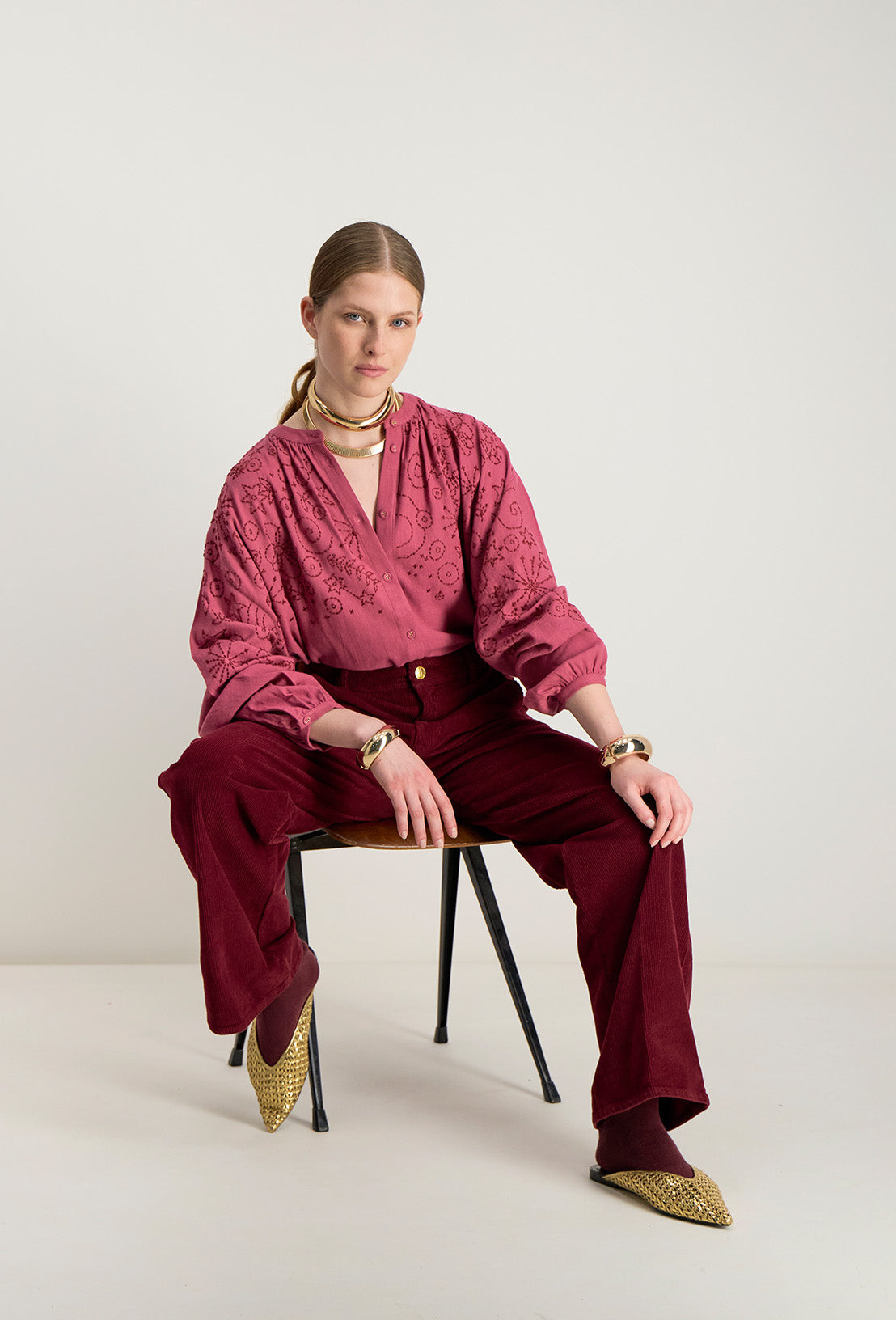 Pantalon Large Indira - Bordeaux