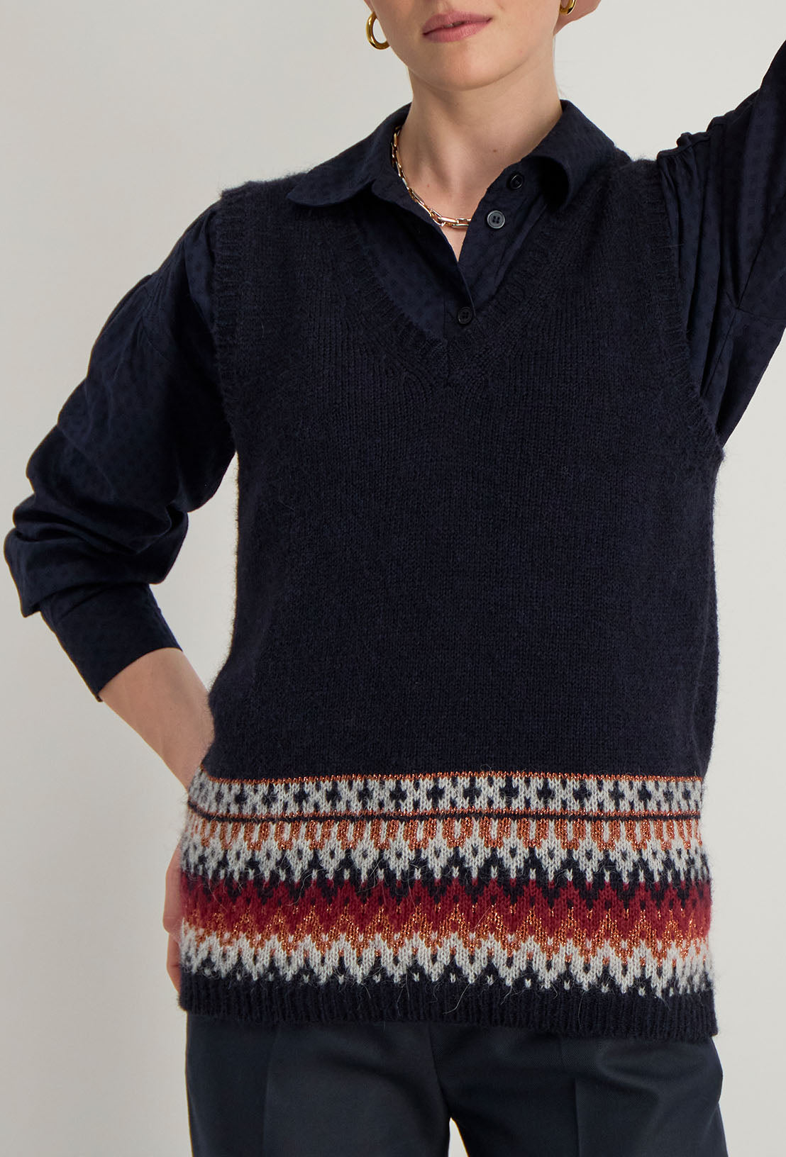 Pull Jacquard Mc Viany - Marine