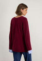 Striktrøje med V-udskæring Lita - Bordeaux