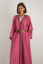 Robe Brodee Longe Ml Omira - Bois De Rose