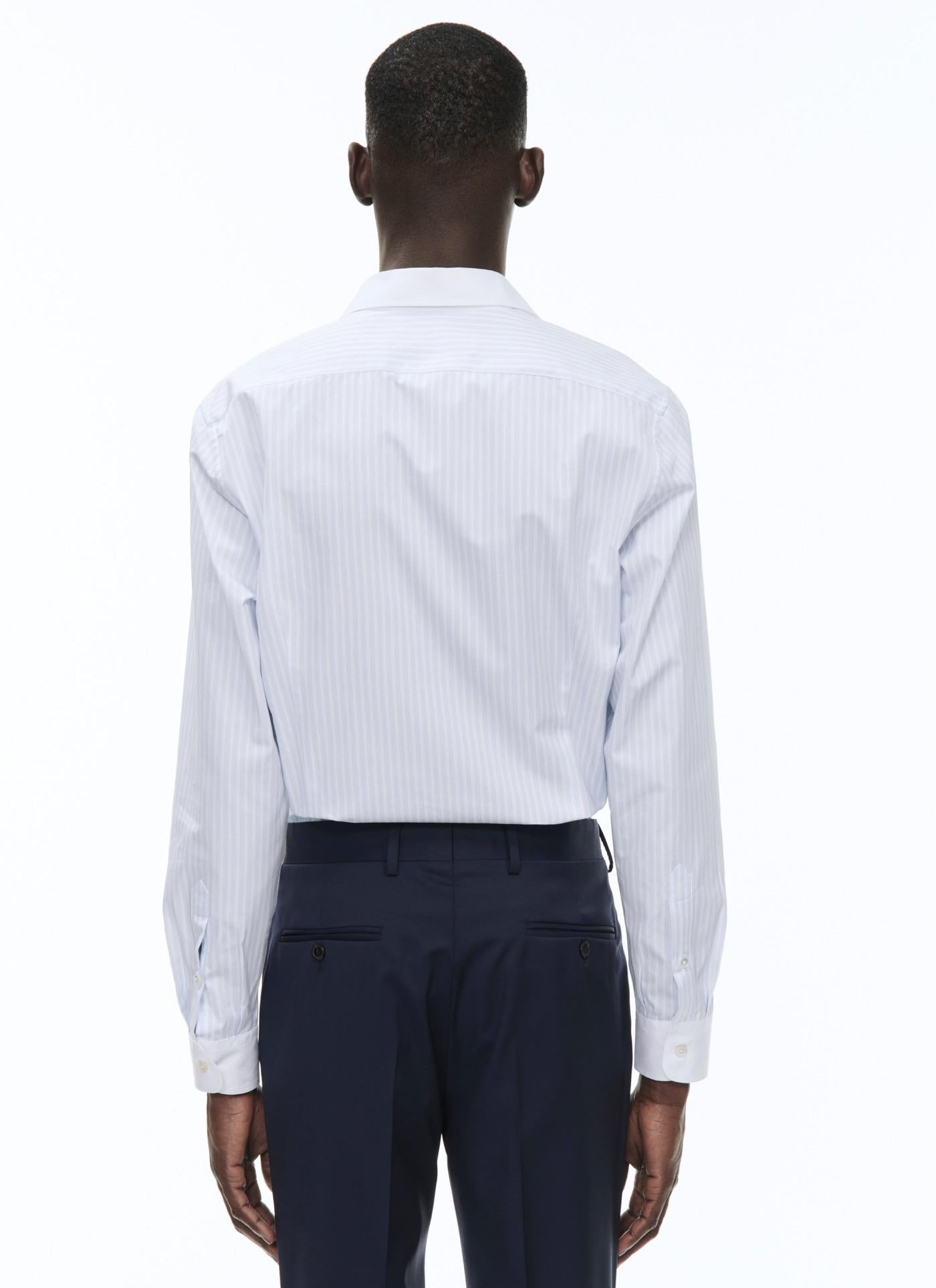Fursac - Camisa de popelina de algodón a rayas - Cielo - Hombre
