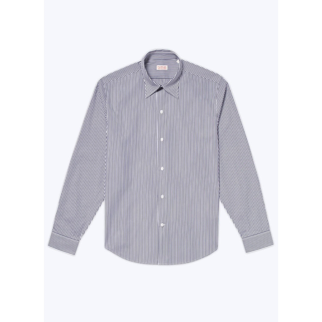 Cotton Shirt - Baton Stripes Navy Blue
