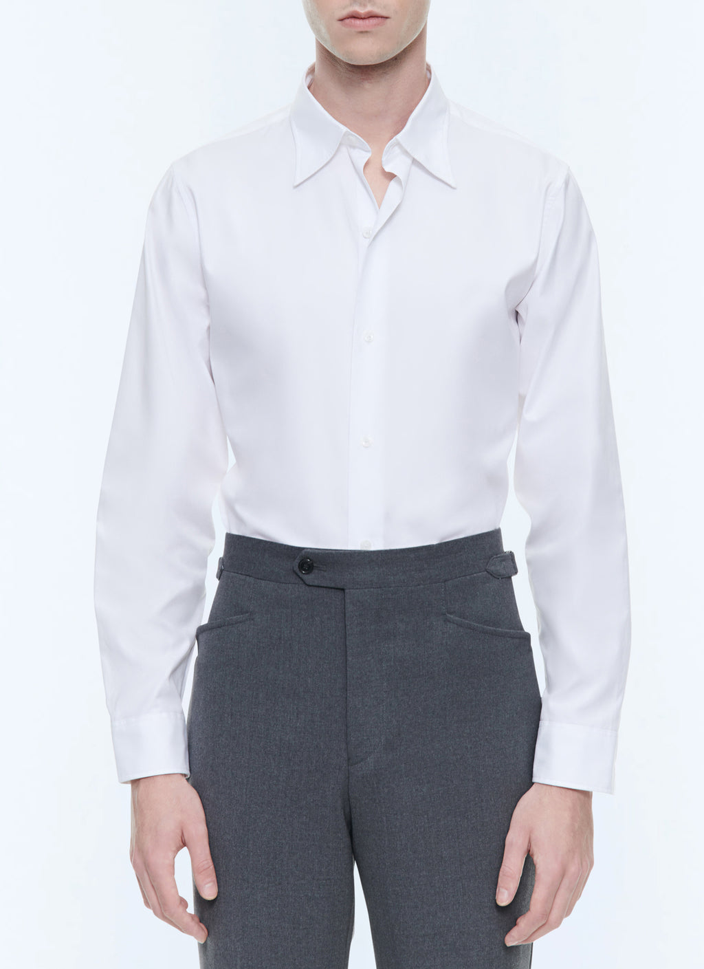 Camisa Con Cuello Golondrina En Twill - Blanco