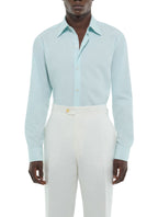 Chemise Col Hirondelle En Popeline - Vert Pâle
