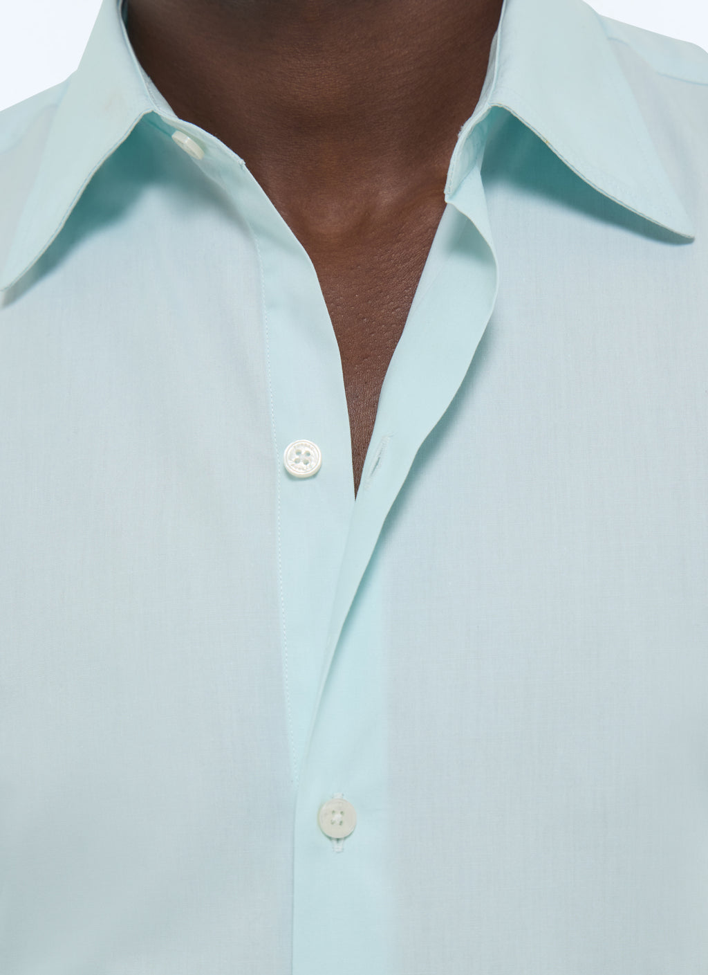 Chemise Col Hirondelle En Popeline - Vert Pâle