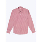 Fursac - Camisa de Cuello Recto en Algodón - Blanco - Rayas Bastón Rojas