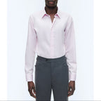 Chemise À Col Droit En Coton - Rose Pâle