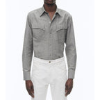 Fursac - Chemise Western Grise En Coton - Gris Foncé