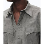 Fursac - Chemise Western Grise En Coton - Gris Foncé