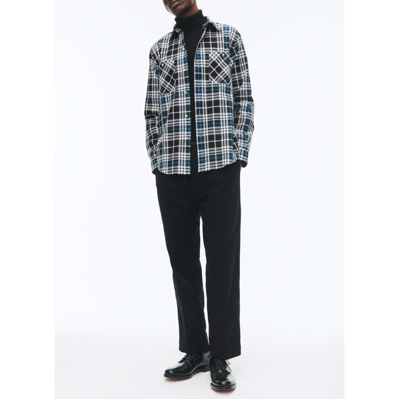 Fursac - Chemise À Col Hirondelle En Coton Gratté - Noir - Tartan Breton