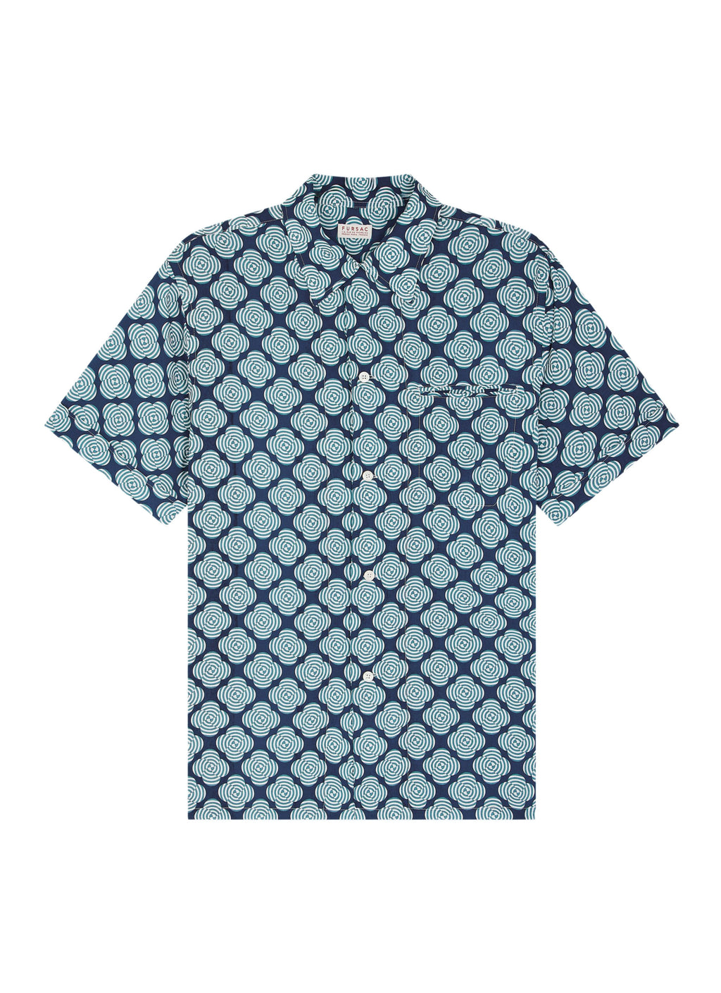 Camicia A Maniche Corte Con Stampa Parasole - Blu Marino