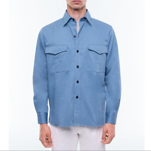 Fursac - Sobrecamisa de sarga gruesa azul - Azul gris