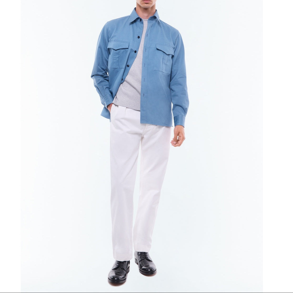 Fursac - Surchemise Twill Épais Bleue - Bleu Gris