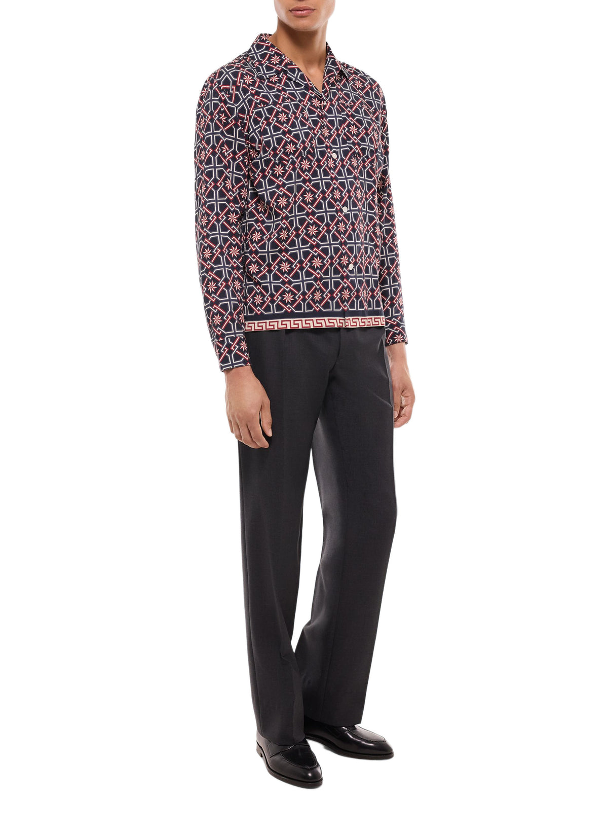 Viscose overhemd met fantasieprint - Marine