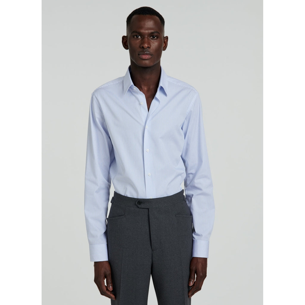 Fursac - Camisa Popelina De Algodón A Rayas Azul Cielo - Azul Cielo - Rayas