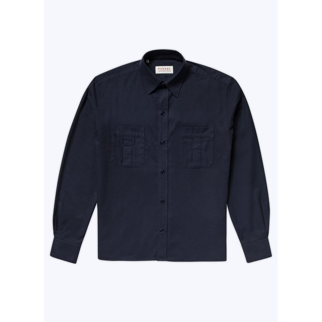 Fursac - Surchemise En Flanelle De Coton - Bleu Marine