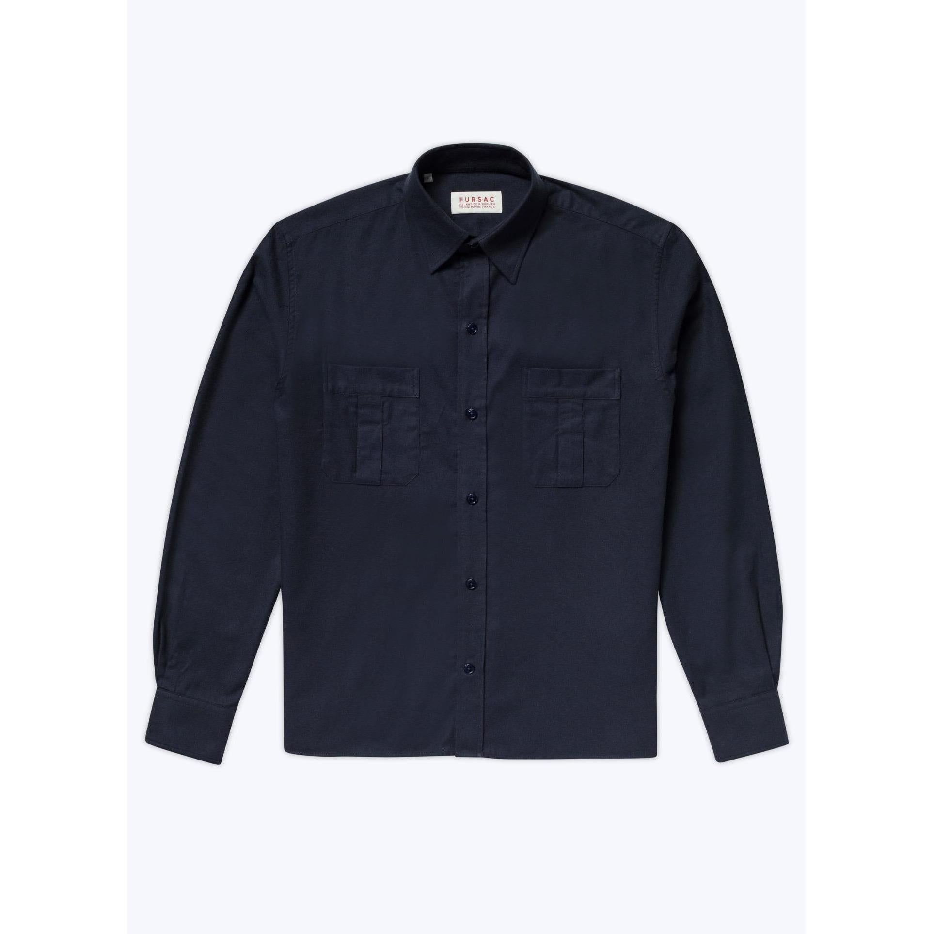 Fursac - Surchemise En Flanelle De Coton - Bleu Marine