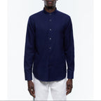 Navy Brushed Cotton Shirt - Navy