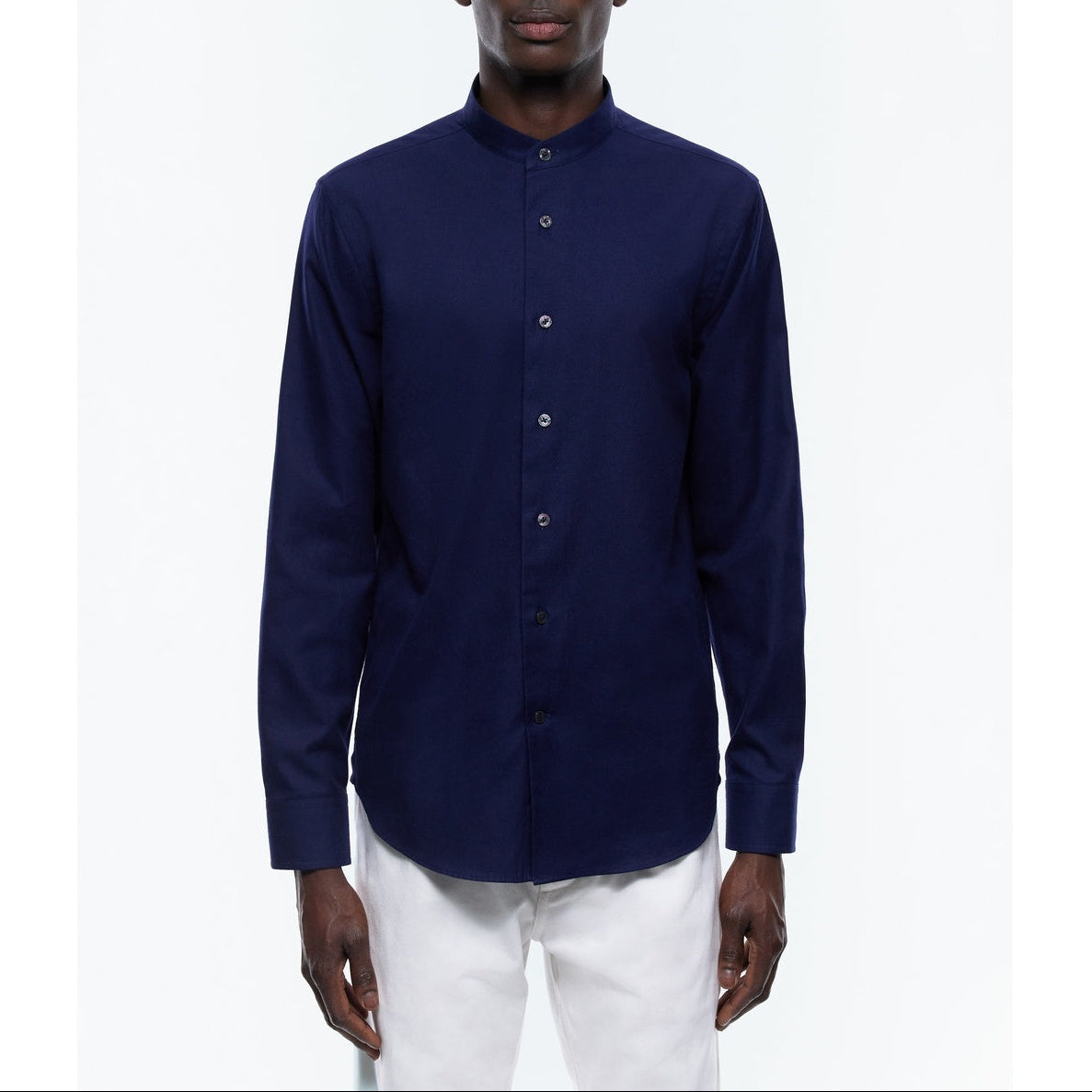 Navy Brushed Cotton Shirt - Navy