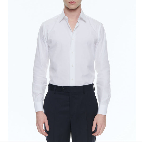White Cotton Twill Shirt - White