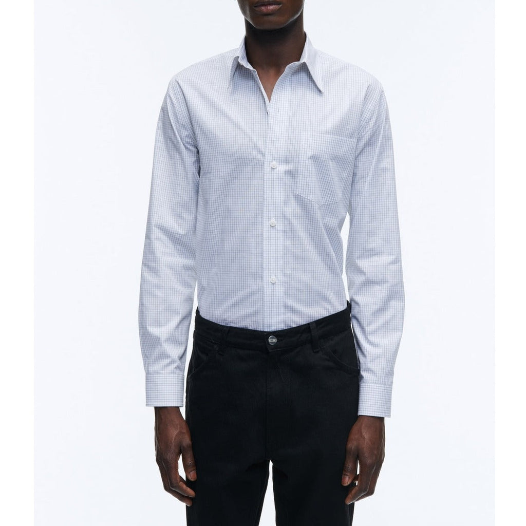 Camisa Blanca De Popelina De Algodón A Cuadros - Blanco - Cuadros Pequeños Negros