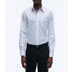 Camisa Blanca De Popelina De Algodón A Cuadros - Blanco - Cuadros Pequeños Negros