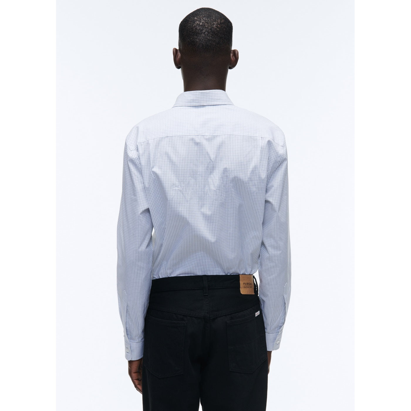 Camisa Blanca De Popelina De Algodón A Cuadros - Blanco - Cuadros Pequeños Negros