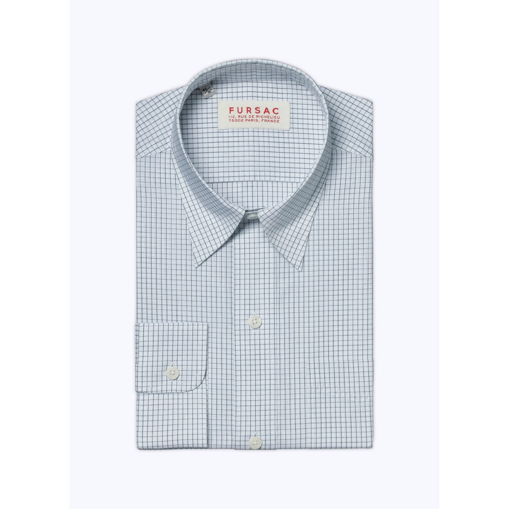 Camisa Blanca De Popelina De Algodón A Cuadros - Blanco - Cuadros Pequeños Negros