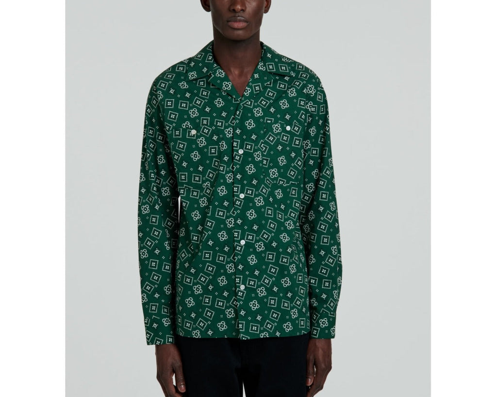 Fursac - Chemise À Imprimé Bandana En Popeline De Coton - Vert Bouteille - Homme