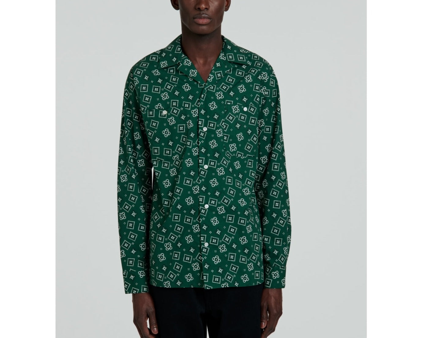 Fursac - Chemise À Imprimé Bandana En Popeline De Coton - Vert Bouteille - Homme
