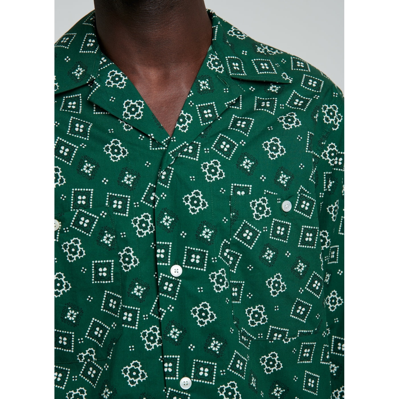 Fursac - Chemise À Imprimé Bandana En Popeline De Coton - Vert Bouteille - Homme