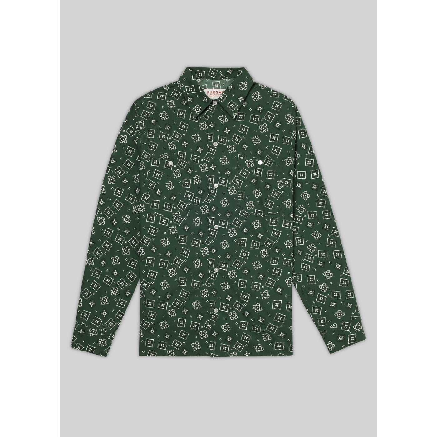 Fursac - Chemise À Imprimé Bandana En Popeline De Coton - Vert Bouteille - Homme