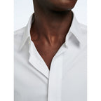 Concealed Placket Cotton Poplin Shirt - White