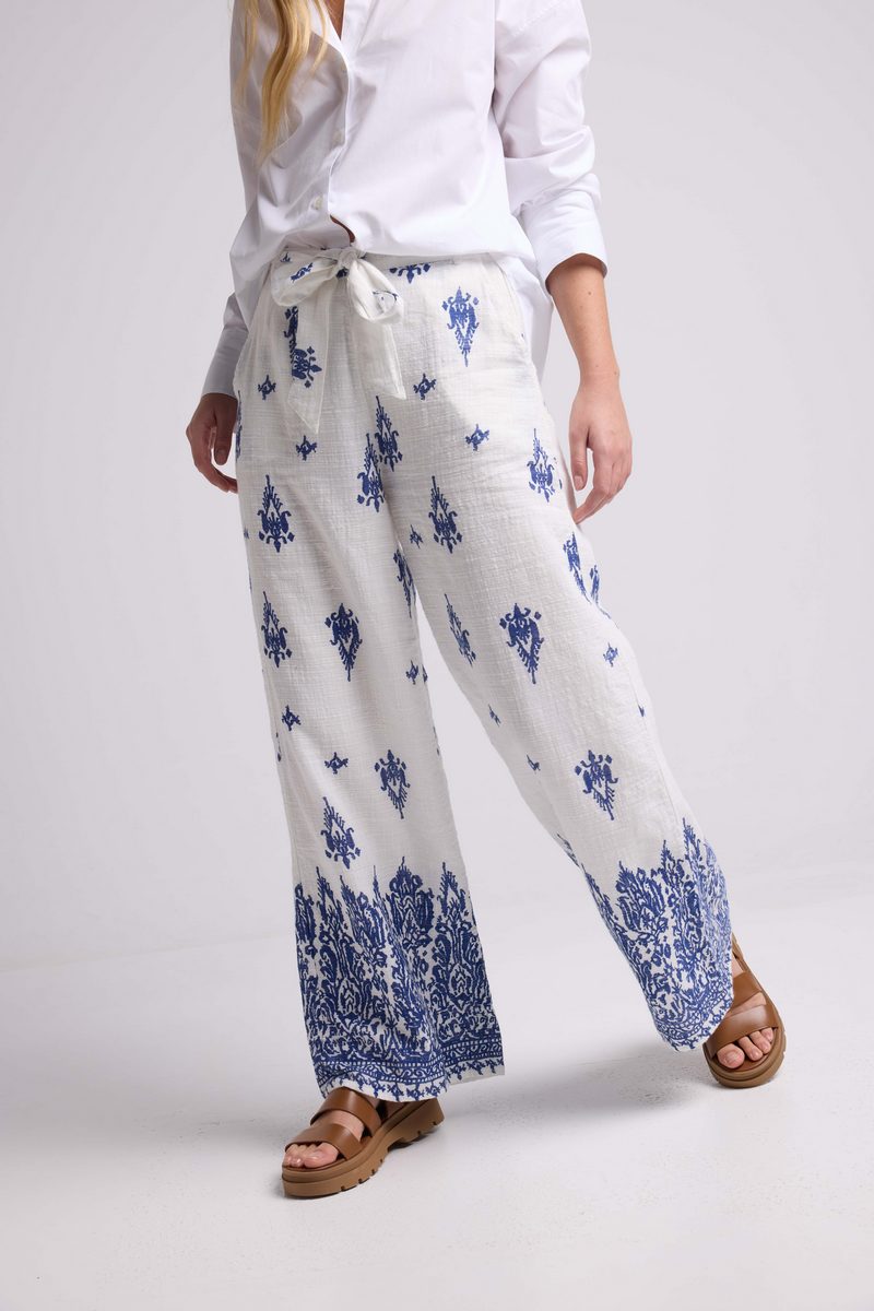 Pantalon Long - Blanc Et Marine