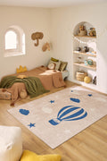 Happy - Tapis D'Intérieur - Polyester Imprimé - Bleu