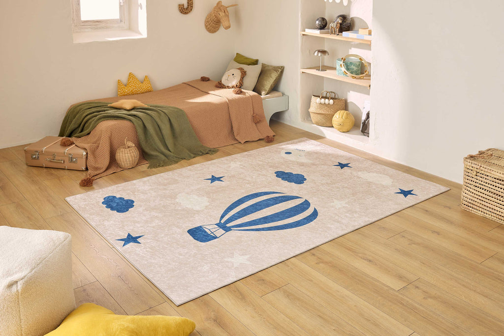 Happy - Tapis D'Intérieur - Polyester Imprimé - Bleu