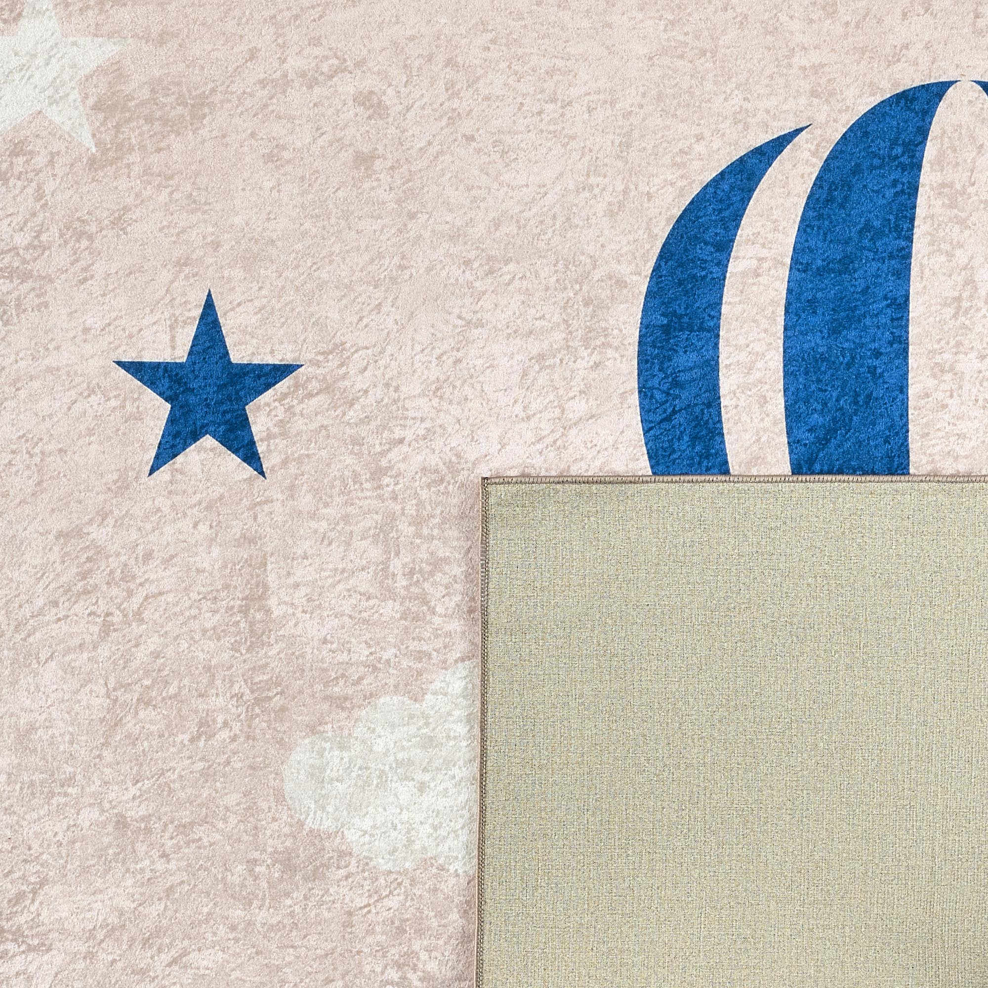 Happy - Tapis D'Intérieur - Polyester Imprimé - Bleu